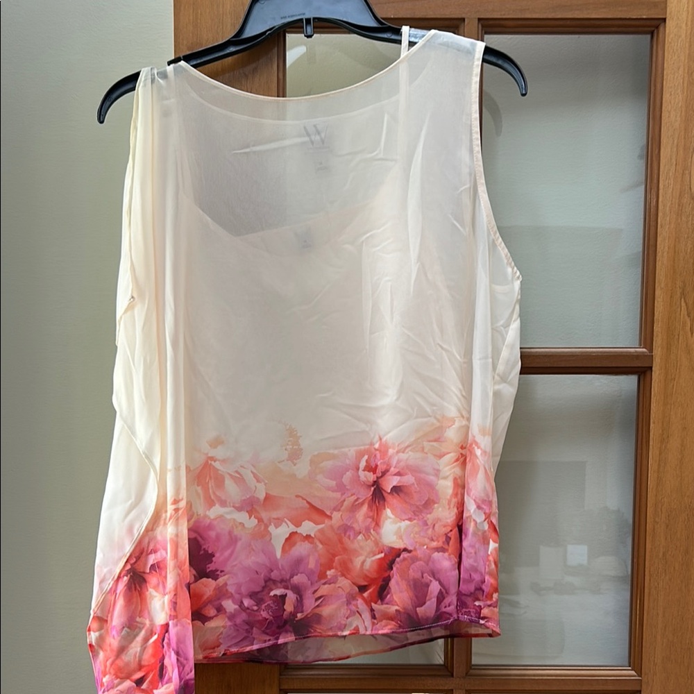 Floral Sheer One Sleeve Top with Tank, size - M